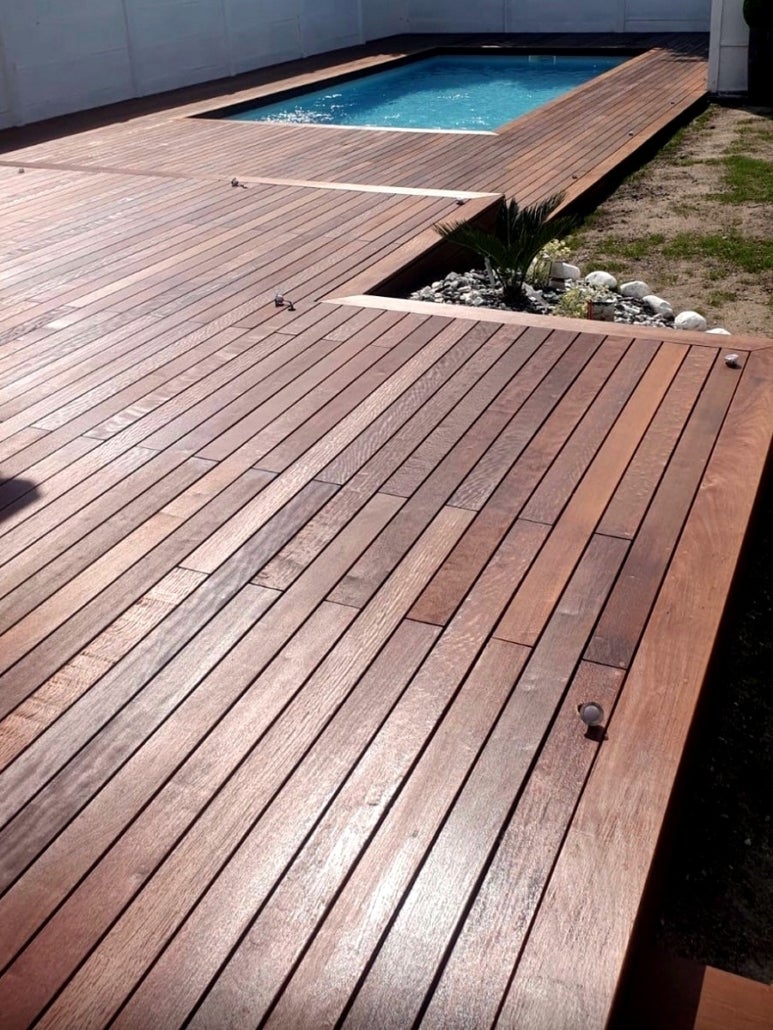 Kit terrasse 25m² en bois exotique itauba Longueur 1550mm avec clips HardWood, Lambourde, cale de ventilation, plot pvc et Bande bitumineuse - 4