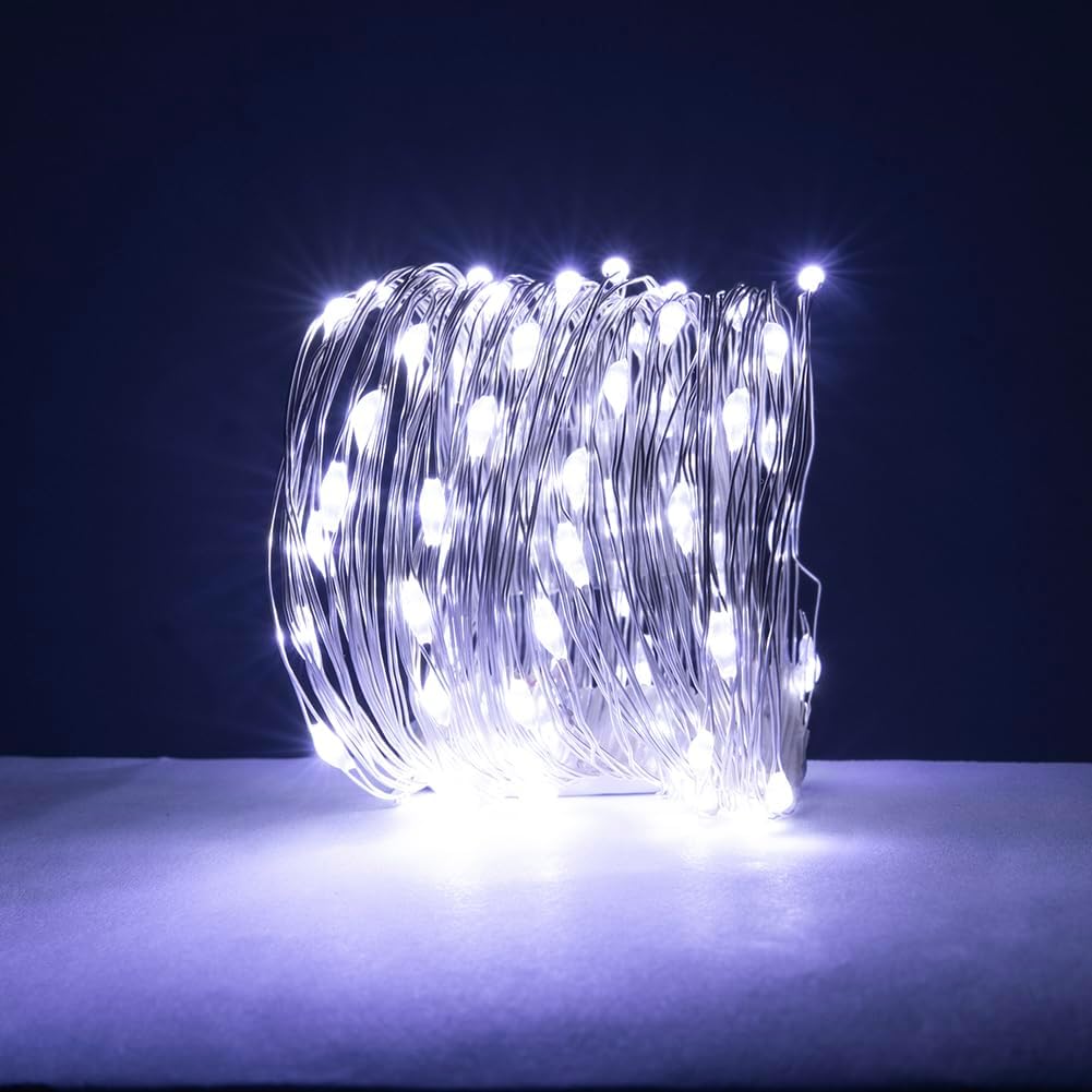 Guirlande lumineuse 100 m 1000 LED Fil de cuivre argenté Étanche Intérieur/Extérieur avec télécommande, Lumière blanche. - 4