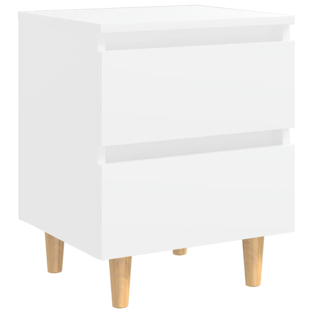 vidaXL Table de chevet avec pieds en pin Blanc 40x35x50 cm - 2