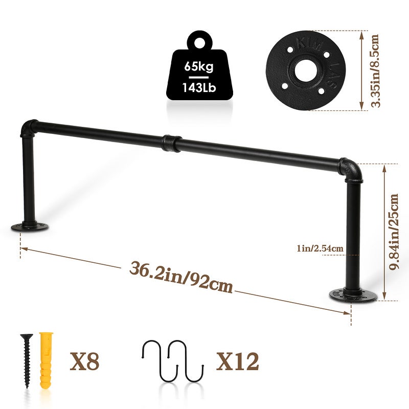 Portant à Vêtements Télescopique Réglable Du Sol Au Plafond Pour L'organisation Du Placard Sur Pied Pour Tringle à Suspendre Des Vêtements Noir