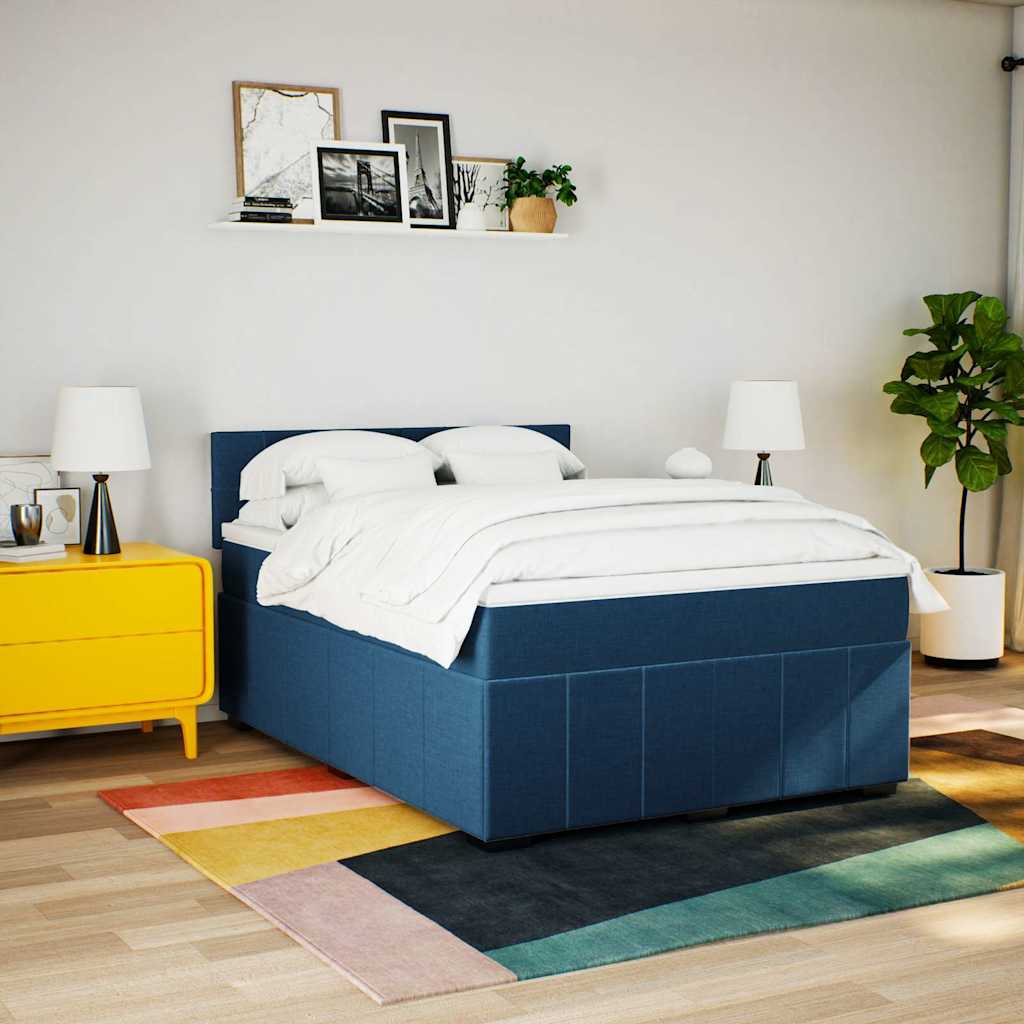 Sommier à lattes de lit avec matelas Bleu 140x200 cm Tissu - 4