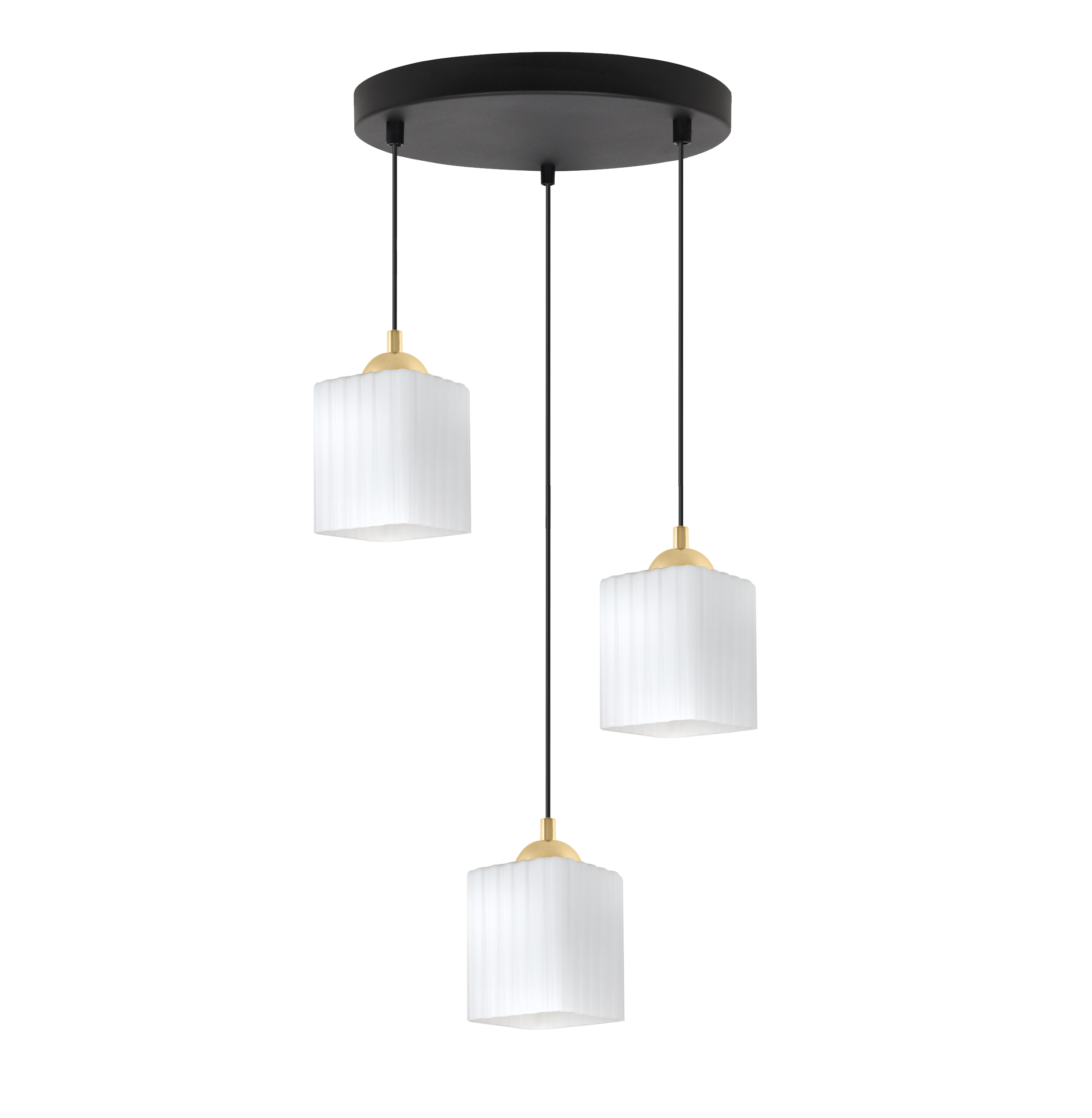 Lampa sufitowa wisząca okrągła Riffle loft 3xE27 klosz sześcian biały/złoty Light Home LH