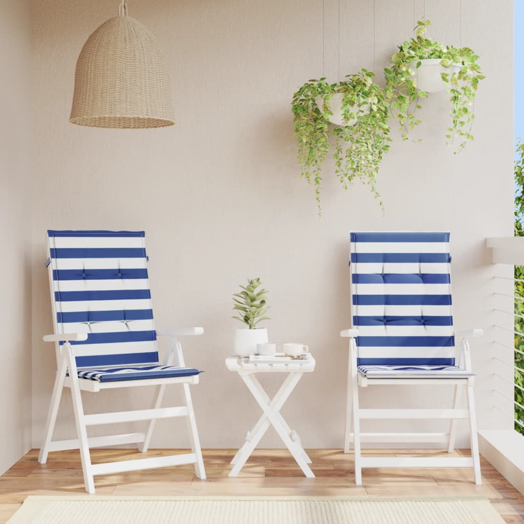 Poduszki na krzesła, 2 szt., niebiesko-białe paski, tkanina vidaXL