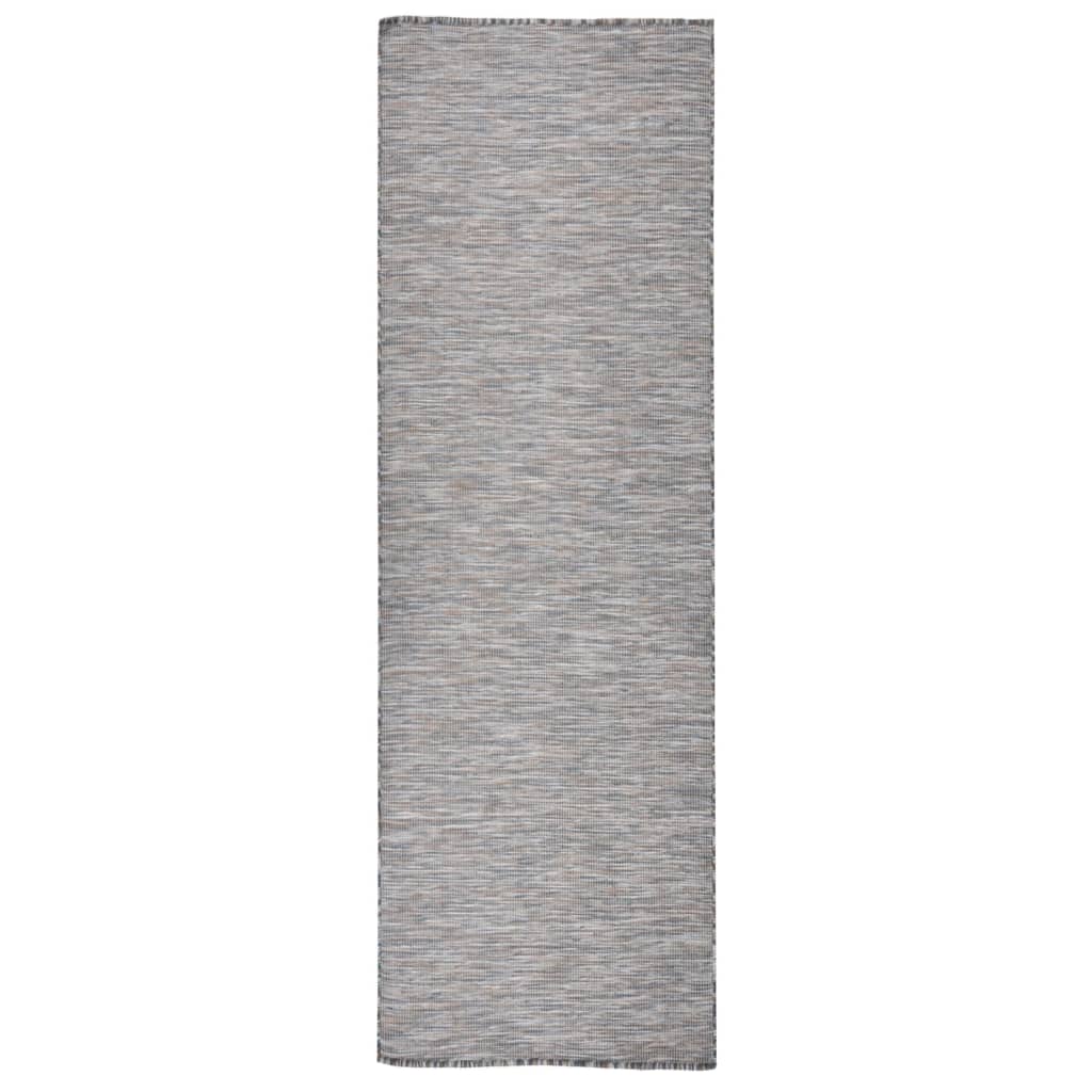 Dywan zewnętrzny o płaskim splocie, 80x250cm, brązowo-niebieski vidaXL