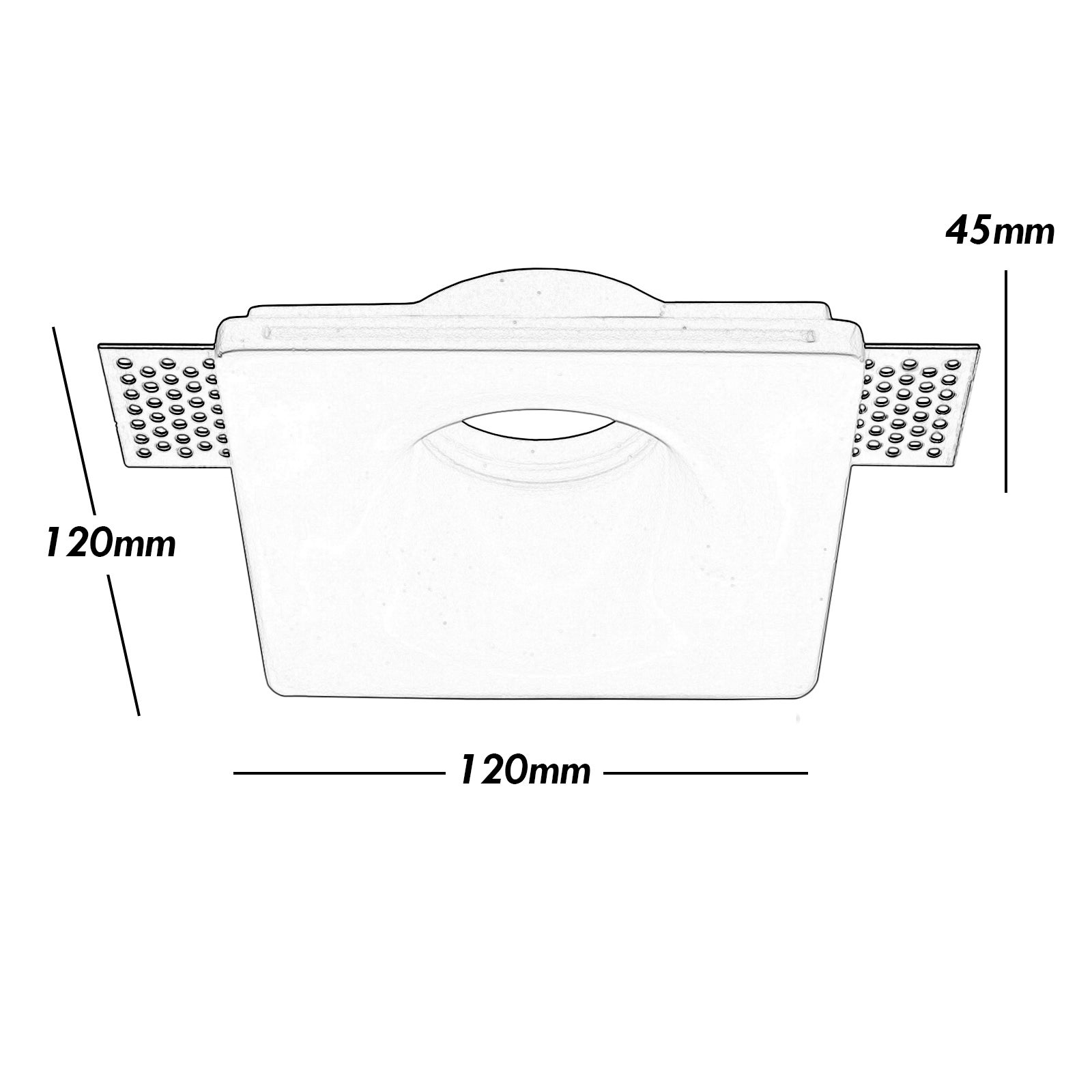 Support de plafonnier moderne carré en plâtre encastré support de lampe GU10 GU5.3 12x12cm - 4