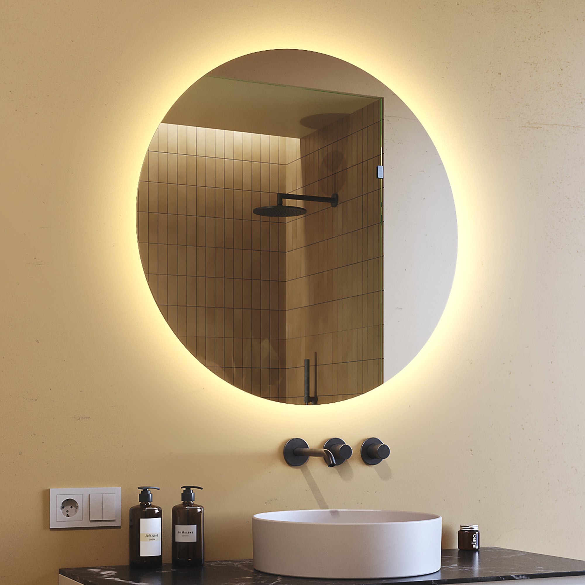 Lustro z oświetleniem LED Łazienka | 80x80 cm | Lustro ścienne z oświetleniem | Ciepła biel 3000K