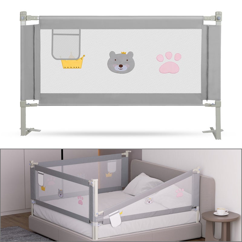 Barrière De Lit Bébé 200 Cm - Sécurité Enfant Avec Levage Vertical Une Main, Double Verrou, Protection Anti-Chute Lit Parentale