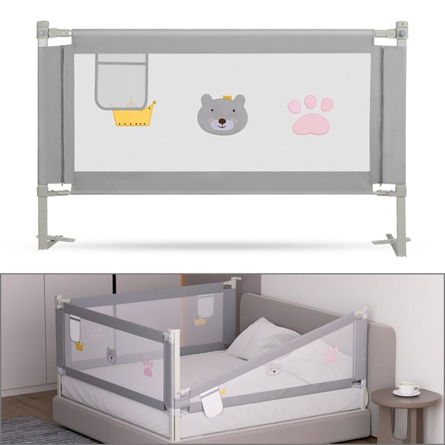 Barrière de Lit Extra-Large de 200 cm Protection de Lit pour Tout-Petit Accessoire de Chambre pour s et s Barrière de Lit