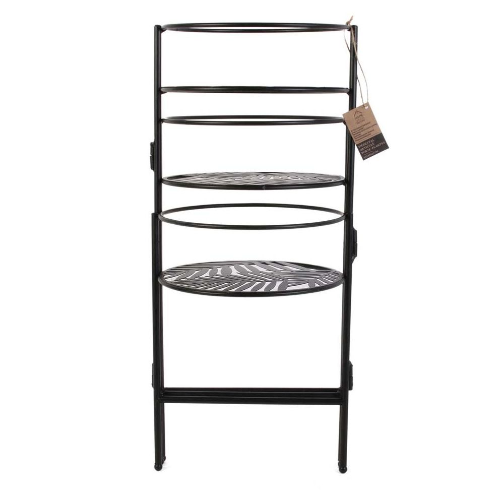 Porte-plantes - Home Deco Factory - Métal - Ajouré - Noir - 3 Plateaux - 5