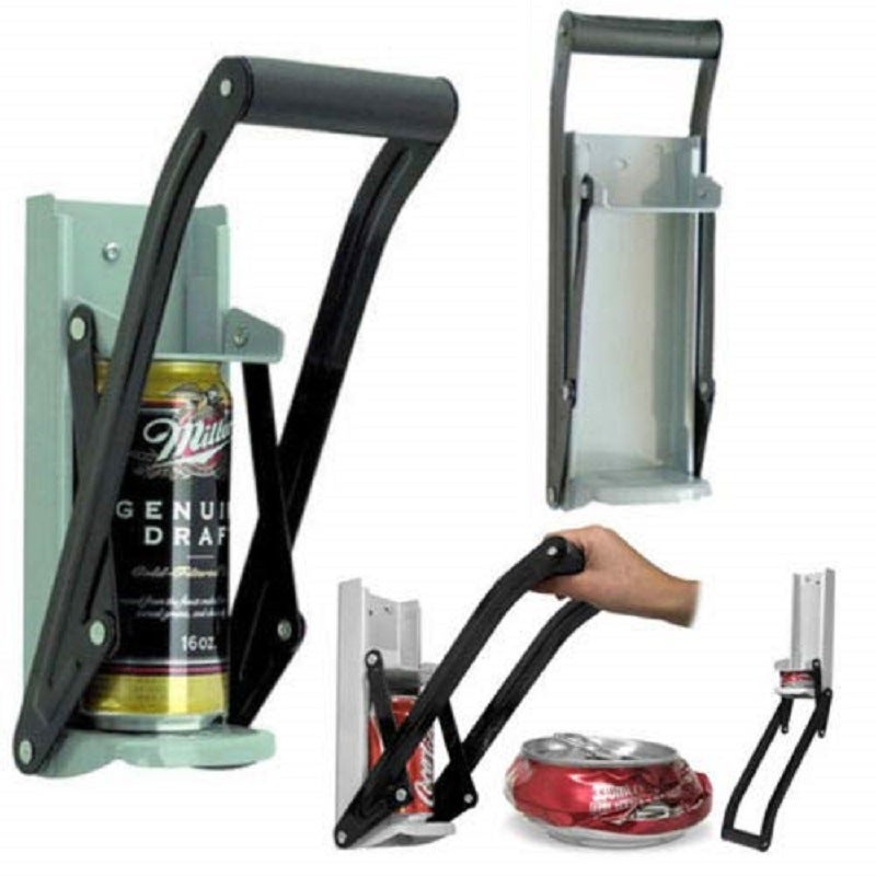 Schiaccialattine Da Parete DIVCHI In Acciaio, Per Lattine 500ml, Con Apribottiglie Integrato, Nero