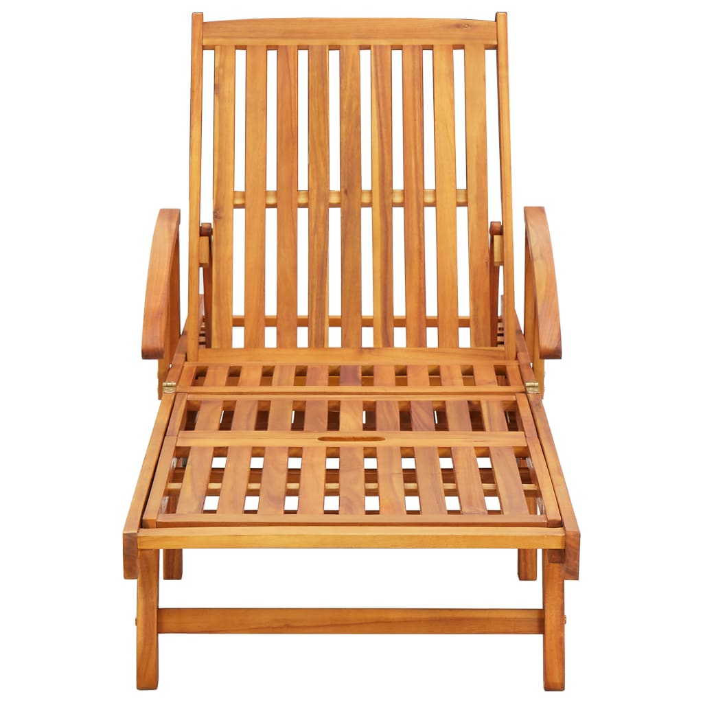Conjunto de 2 tumbonas hamacas camas de jardín muebles de terraza con cojines madera maciza de acacia 02_0012046 - 3