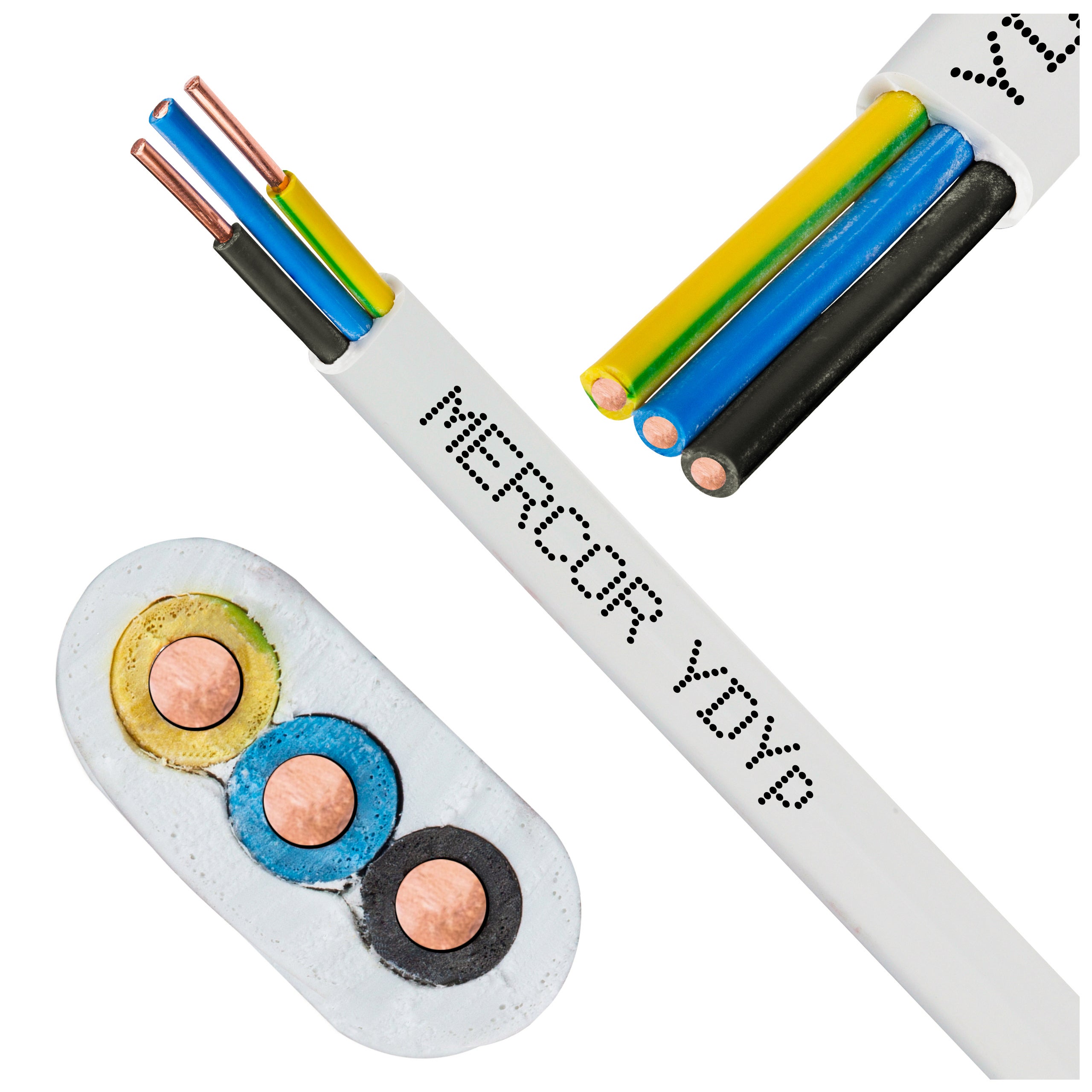 Przewód kabel prądowy drut YDYp 3x2,5mm2 płaski 450/750V 100m