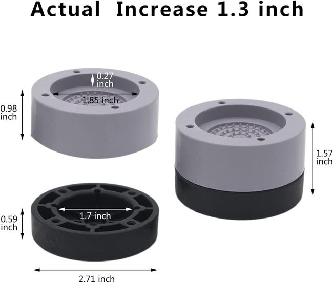 Rialzo Per Mobili Lyrlody | 4 Pezzi | Altezza 3 Pollici | Nero | Solleva Letti E Divani - Foto 11