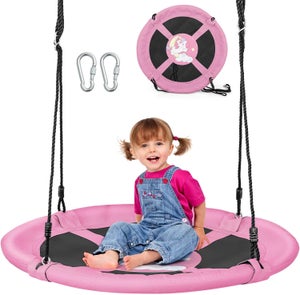 Balançoire Nid d'Oiseau Ø 102cm Enfants avec Motif Licorne, , Charge 100kg pour Enfants de 3 Ans+