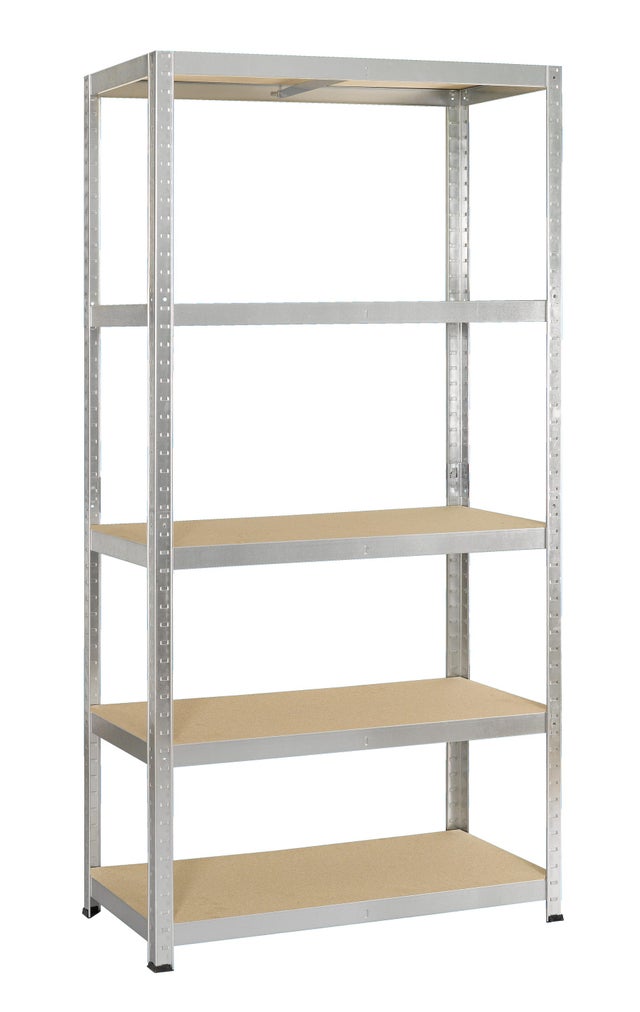 Etagère garage acier galvanisé 5 tablettes STRONG - Gris - l.90xH.176xP.45 cm - AVASCO