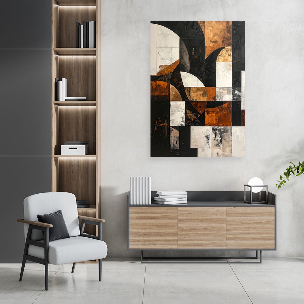 Obraz do salonu sypialni biura loftu, Geometryczne formy abstrakcja brązowy 40x60 - 2