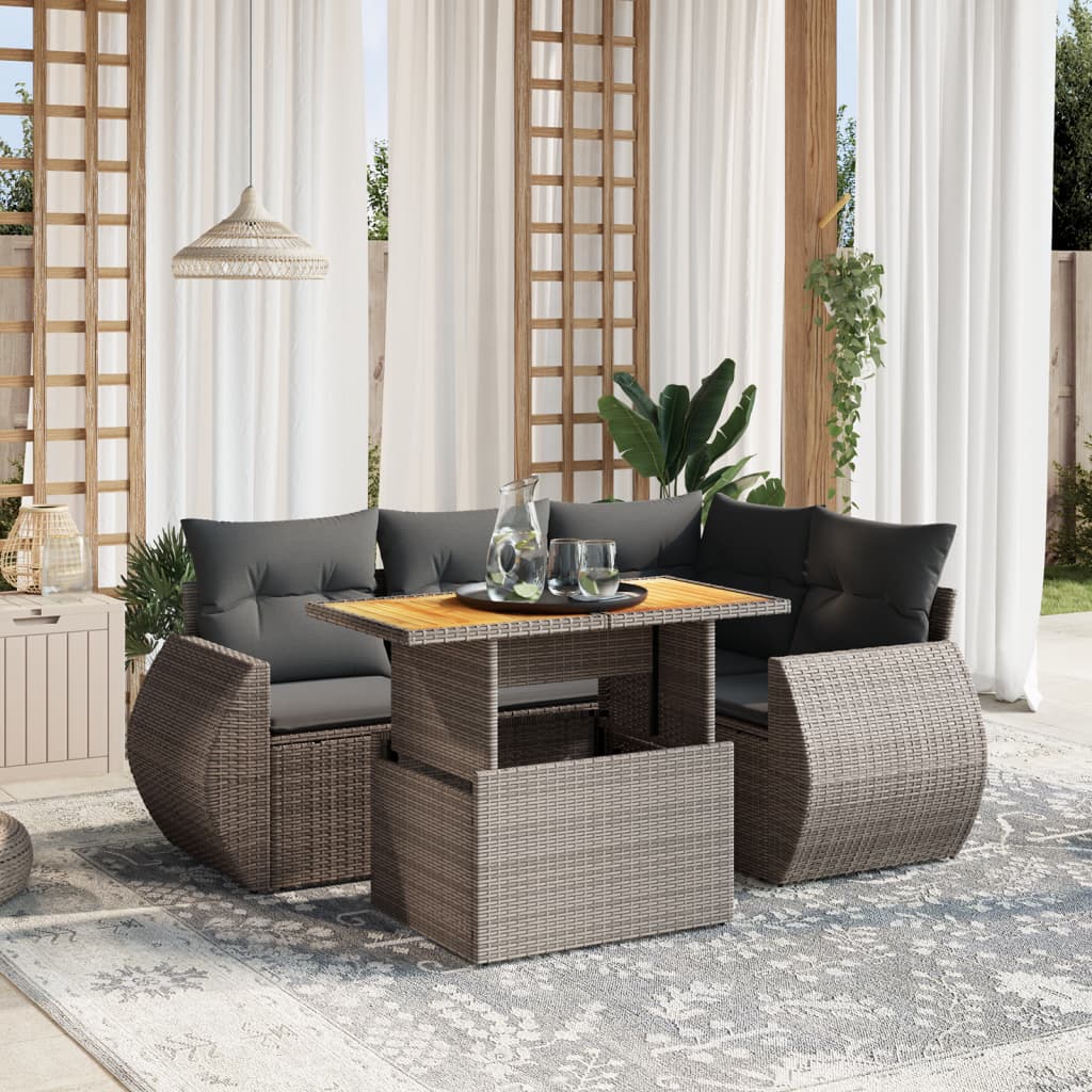 GOPLUS Salon Jardin 5 Pièces 2 Personnes - 2 Chaises Longues + 2 Poufs + Table D’Appoint - Extérieur Patio Balcon Charge 180 Kg Café