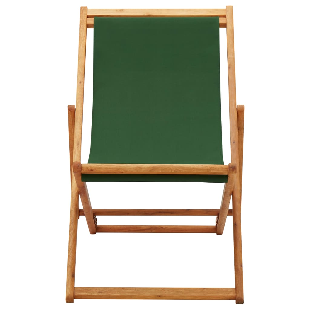 Chaise pliable de plage Bois d'eucalyptus et tissu Vert - 2