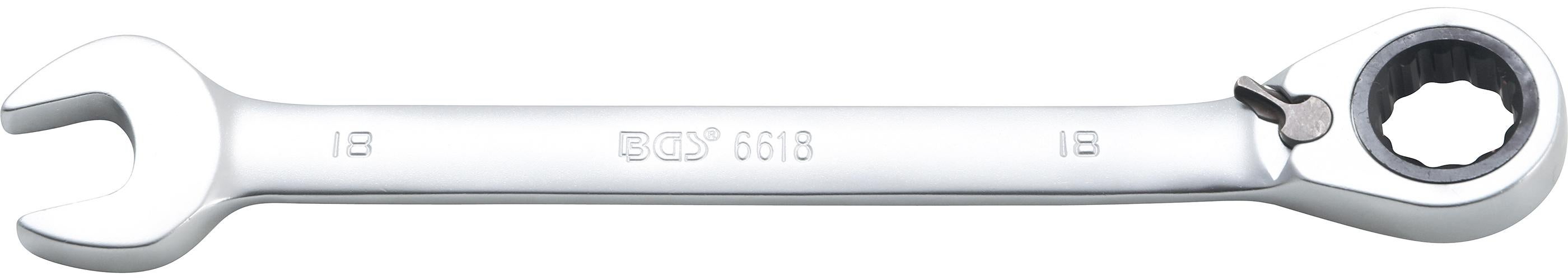 Klucz płasko-oczkowy grzechotkowy BGS z przełącznikiem SW 18 mm - 6618