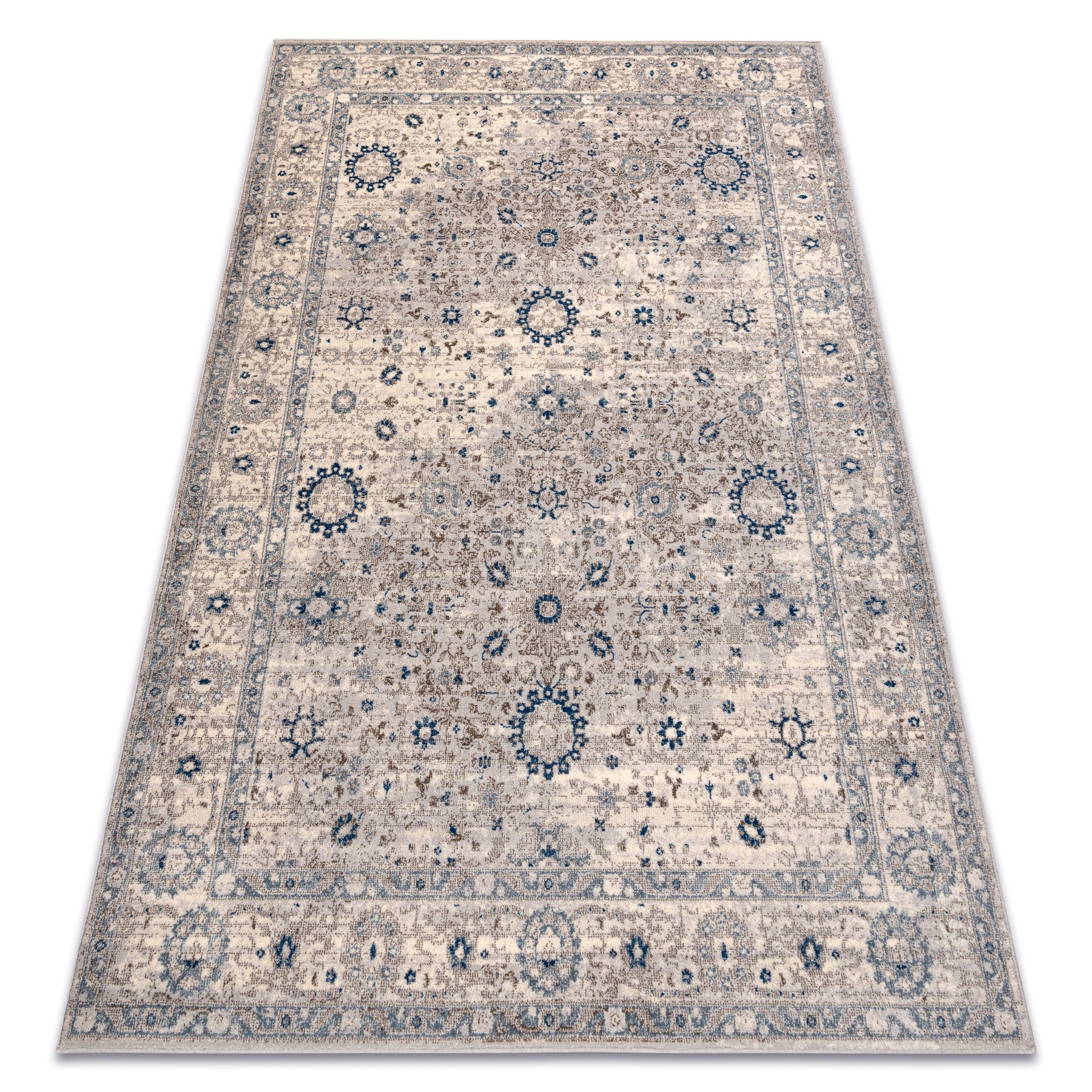 Dywan wełniany NAIN Ornament, ramka 7586/51635 beż / niebieski 240x340 cm