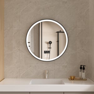 Miroir LED Asymétrique Salle De Bain 50×80 Cm – 3 Températures, Dimmable, IP55, Verre Trempé