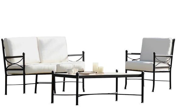 Salon bas de jardin en fer Blanc 4 personnes