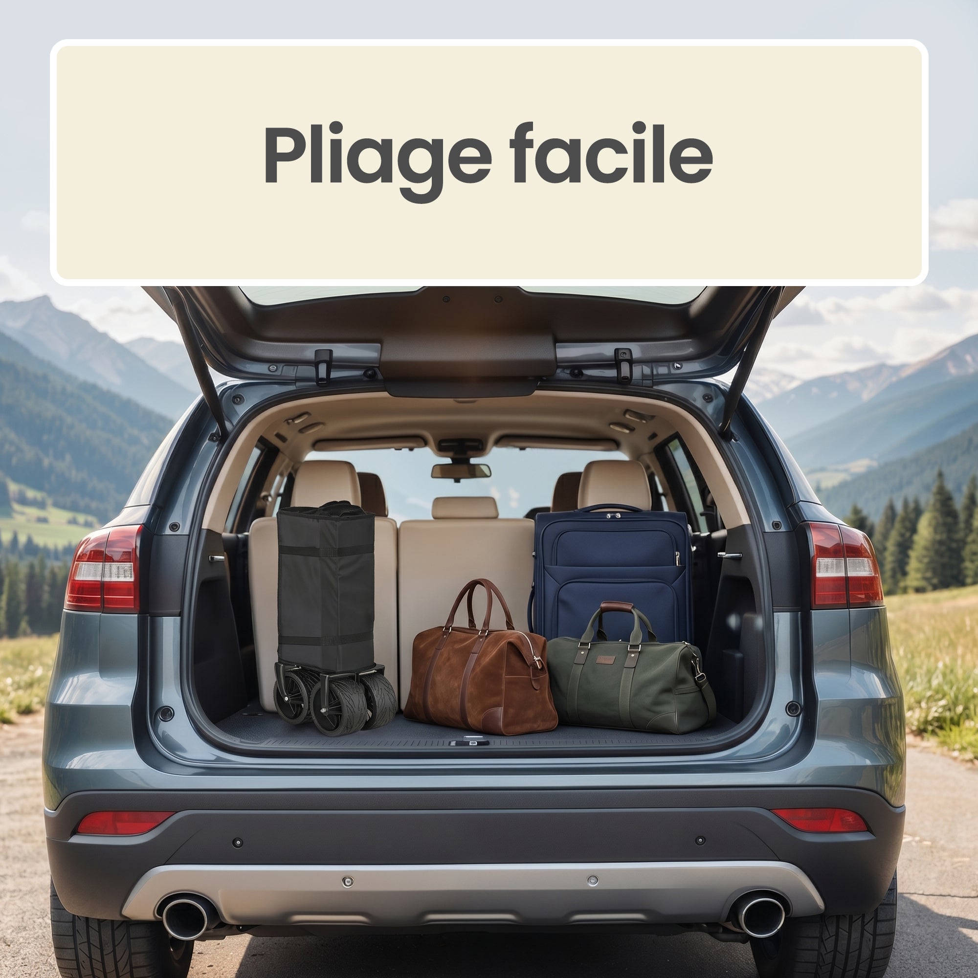 Wagon de Transport Extérieur, Capacité 200L, Chariot Pliable de Jardin avec Poignée, Plage, Camping, Noir - 6