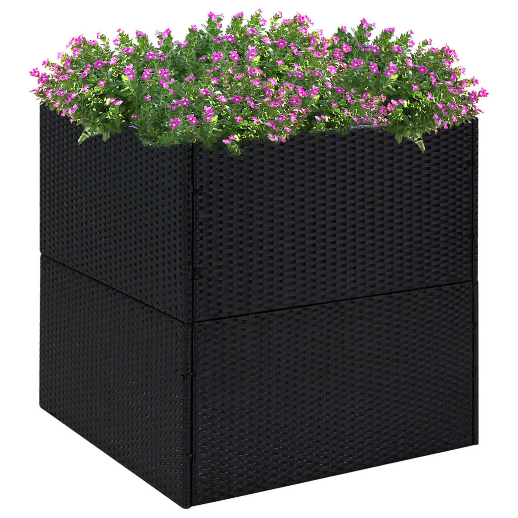 Donica ogrodowa, czarna, 80x80x80 cm, rattan PE