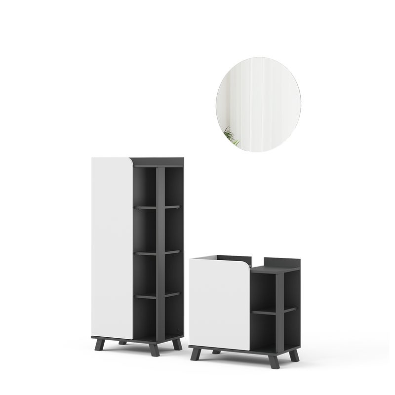 Vicco Zestaw mebli łazienkowych Karen, Antracyt/biały, 3 części