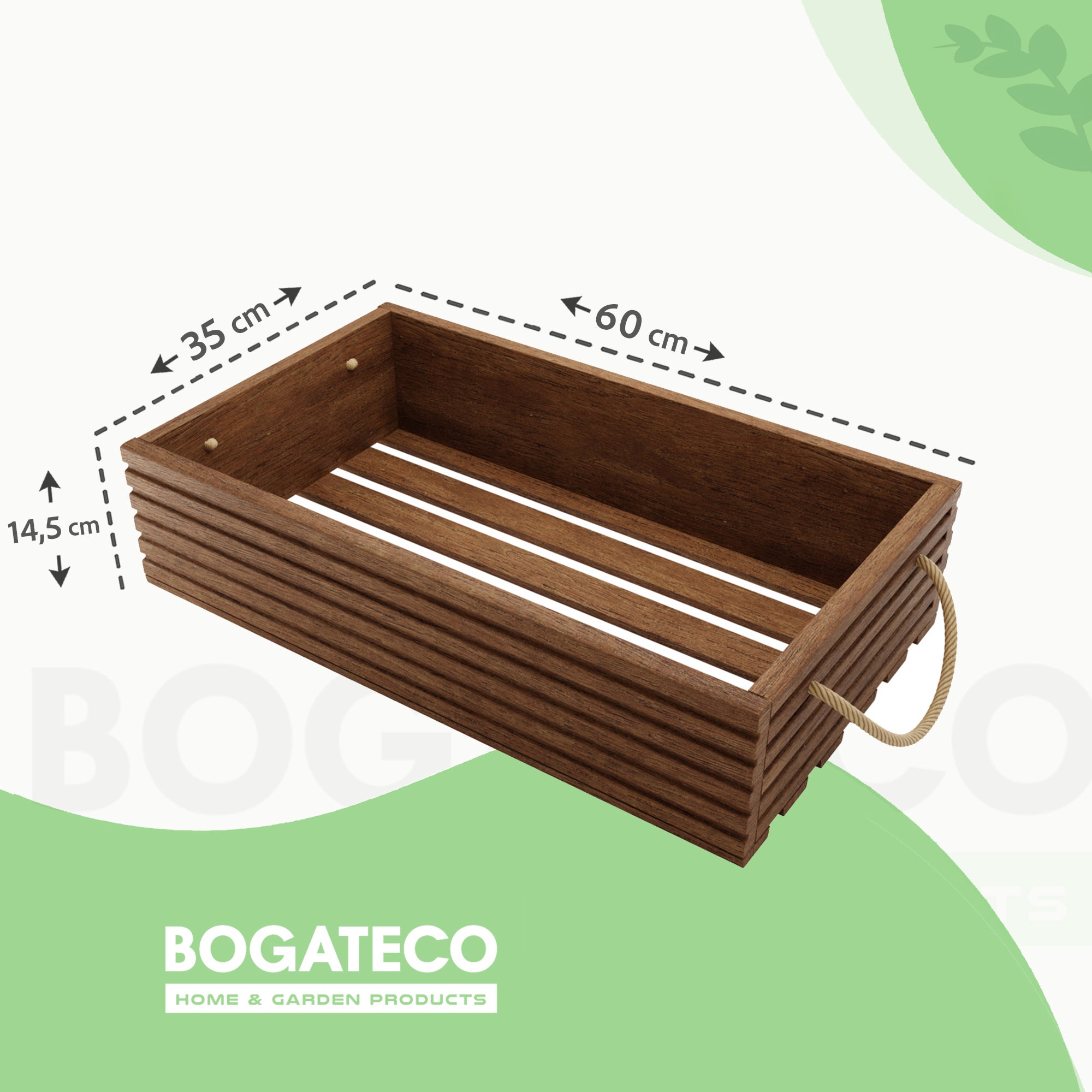 BOGATECO boîte en bois naturel |60x35x14,5 cm |Caisses décoratives en bois |boîte à fruits |Boîte à légumes |Boîte en bois pour le stockage - 2