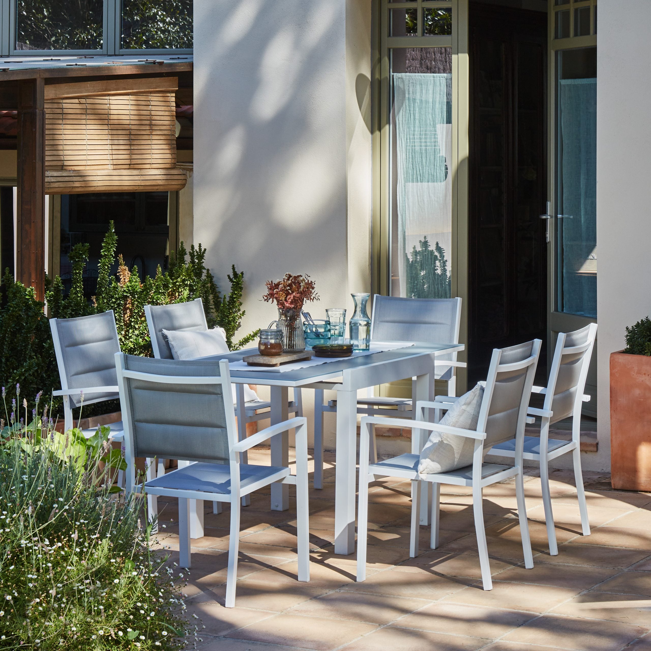 Table de jardin en aluminium blanc 4 personnes - Tokyo - 2