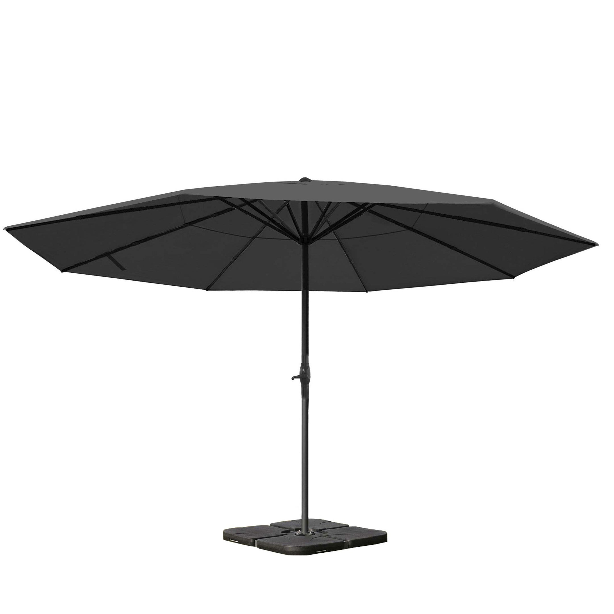 Parasol Meran Pro, parasol gastronomiczny bez falbany Ø 5m poliester/aluminium 28kg ~ antracyt ze stojakiem