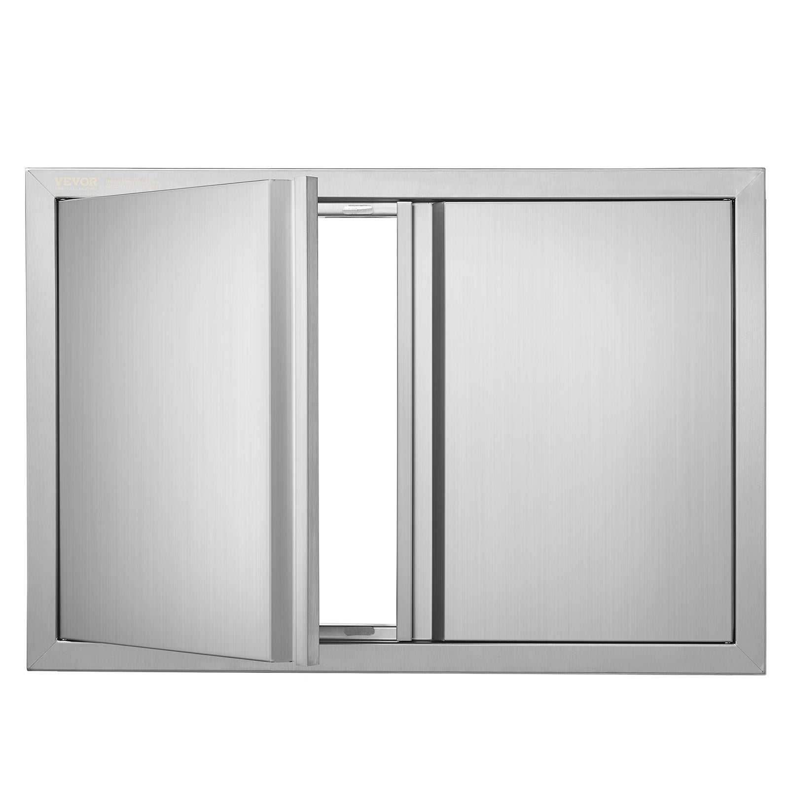 Drzwi dostępowe do grilla VEVOR, 710 x 482 mm, podwójne zewnętrzne drzwi kuchenne, drzwi ze stali nierdzewnej montowane podtynkowo, pionowe drzwi ście