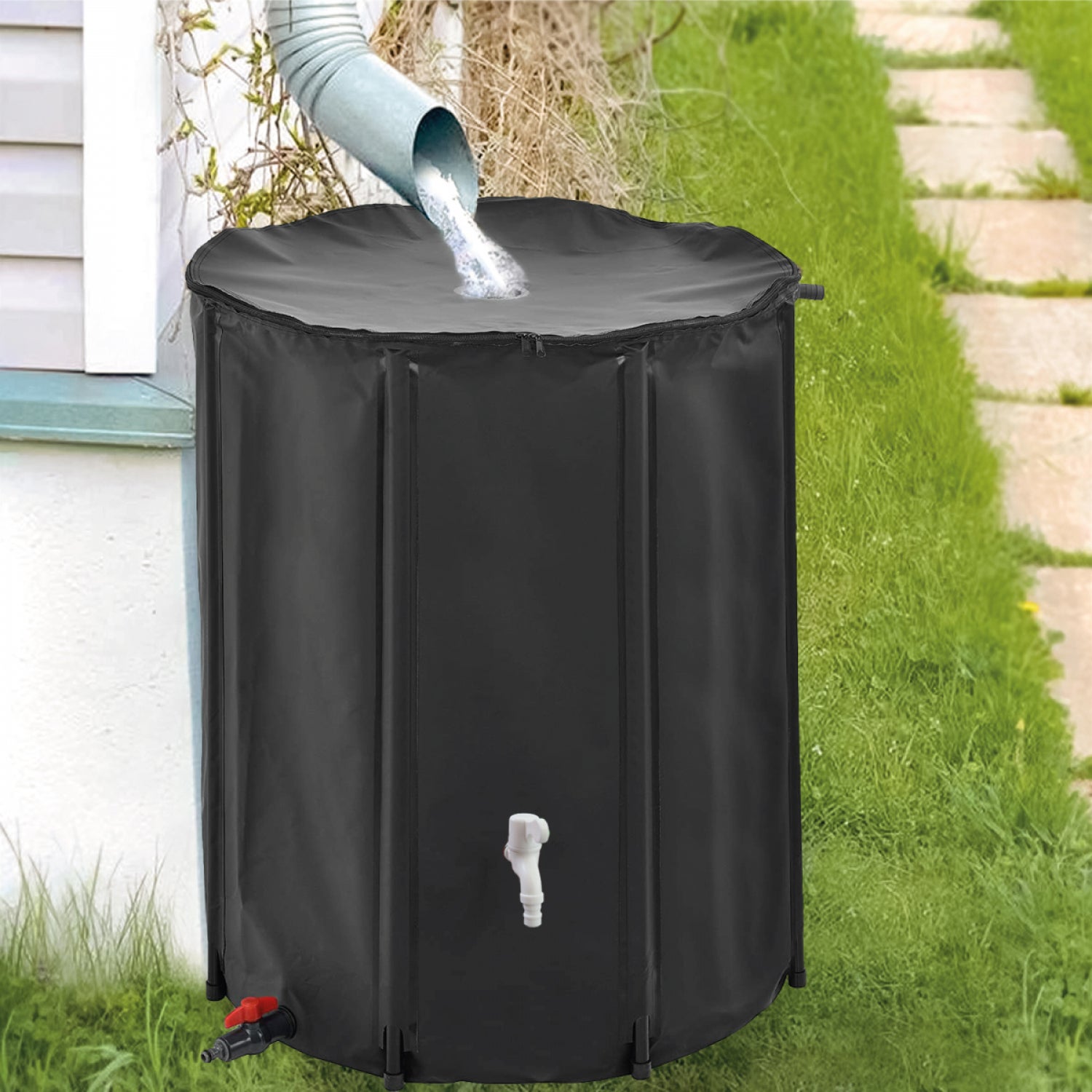 Réservoir souple, récupérateur d'eau de pluie pliable - 1000 L - Noir - Linxor - 3