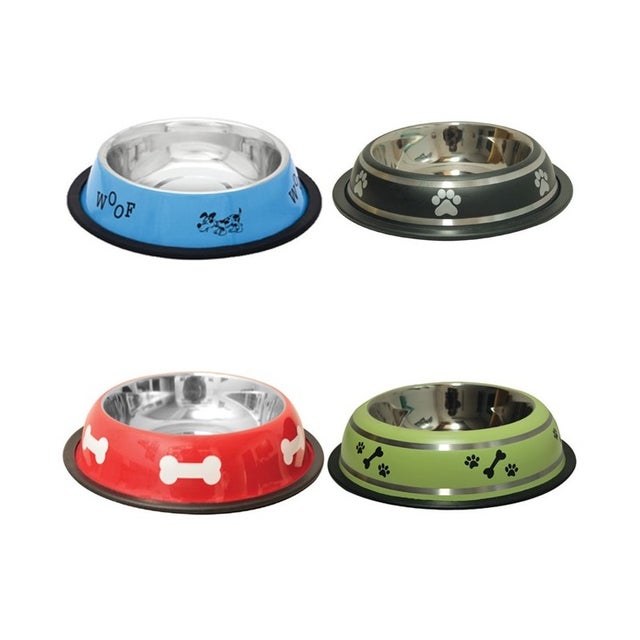 Tigela de comida e água para cães e gatos. Aço inoxidável com borracha antiderrapante. Vários modelos. Nº 2