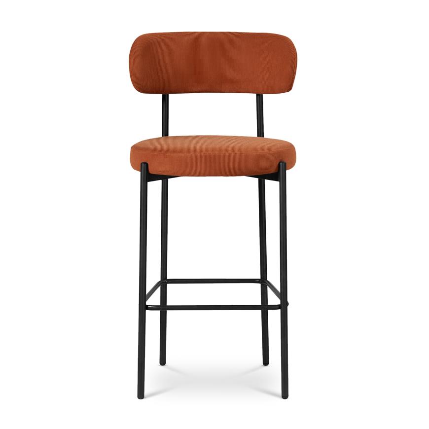 Lot de 2 tabourets de bar modernes IRIS velours côtelé terracotta 75cm - 4
