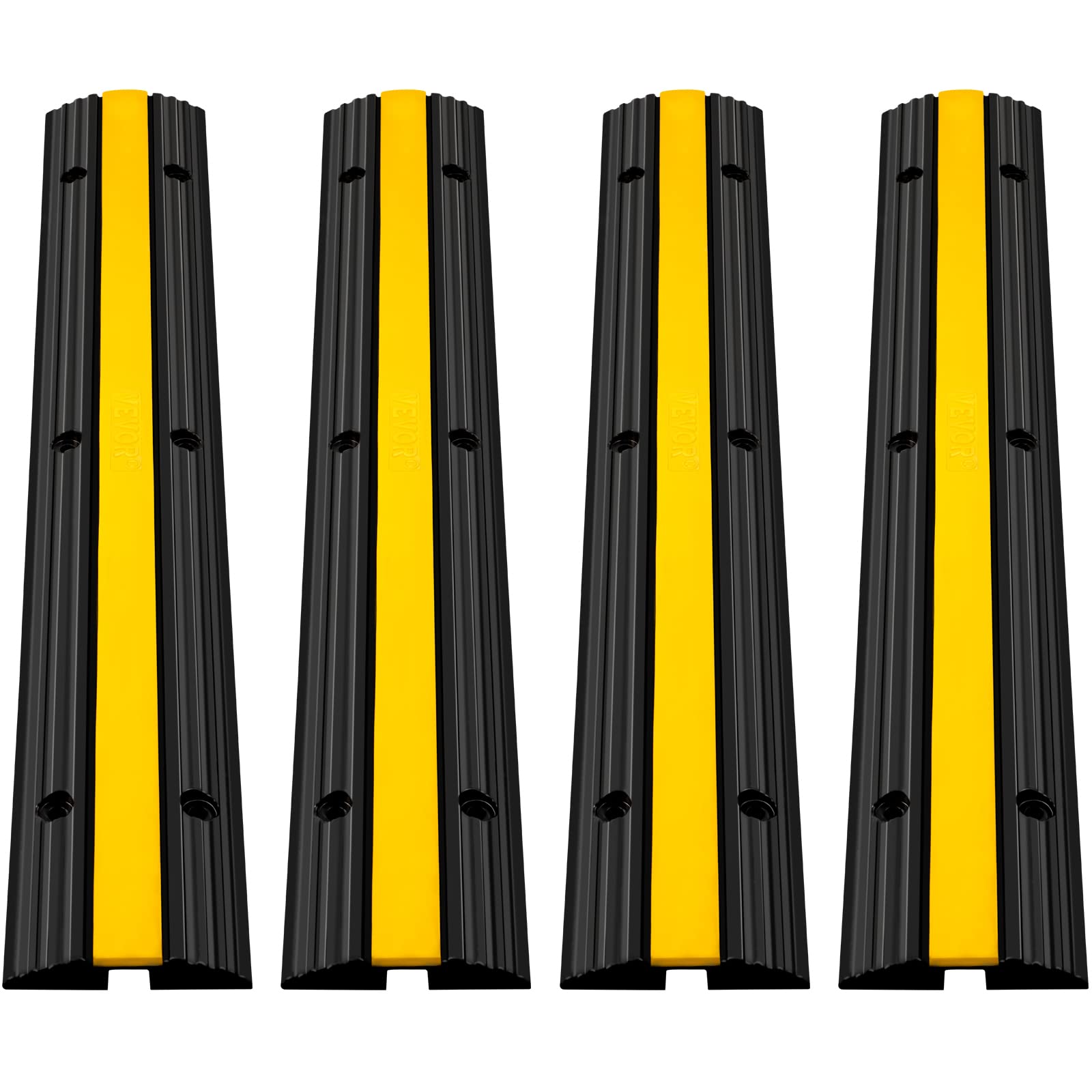 Najazd Kablowy 4 Szt 1-Kanałowy Mostek Kablowy Mata Kablowa 102x15.5x3 cm Ochraniacze Kabli Wykonane z Pvc i Gumy; VEVOR
