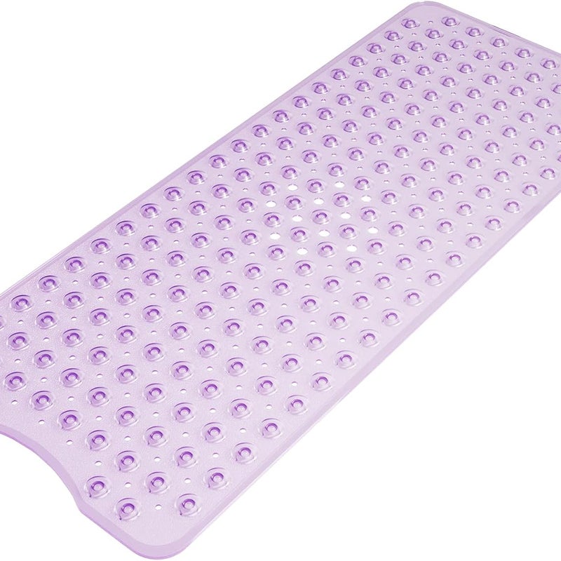 Mata prysznicowa antypoślizgowa 40 x 16 cali z przyssawką i otworami odpływowymi dla osób starszych i dzieci, fioletowa