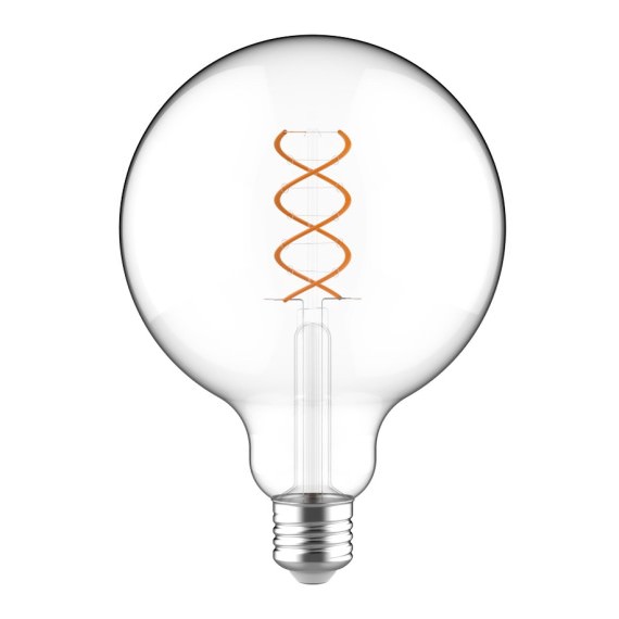 Ampoule LED Globe 125 mm – 4,9W – 400 lm – 2200 K – Verre Clair – Filament Spirale – Dimmable - LnD
