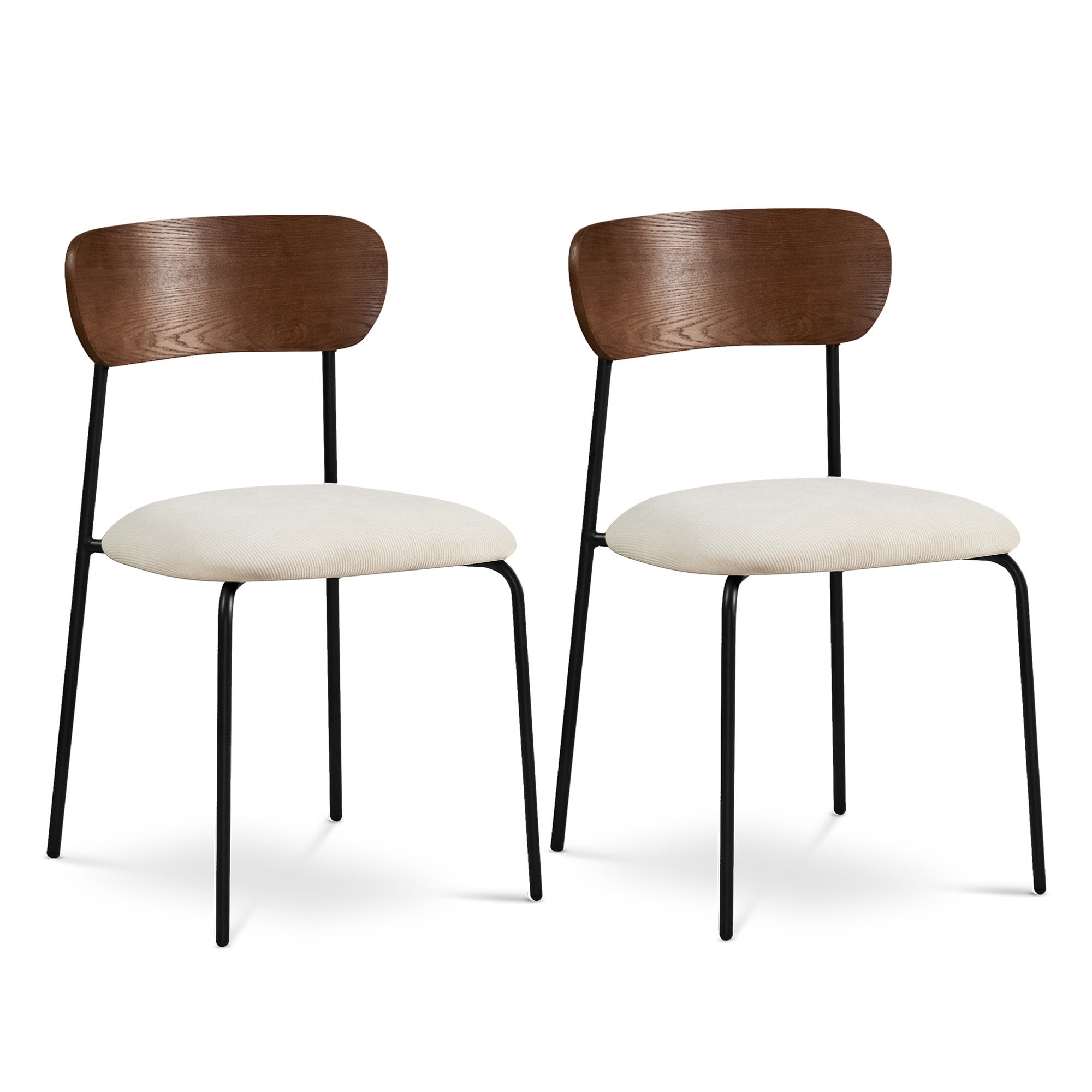 Zestaw 2 krzeseł OLIVIA w stylu skandynawskim w kolorze beżowego sztruksu