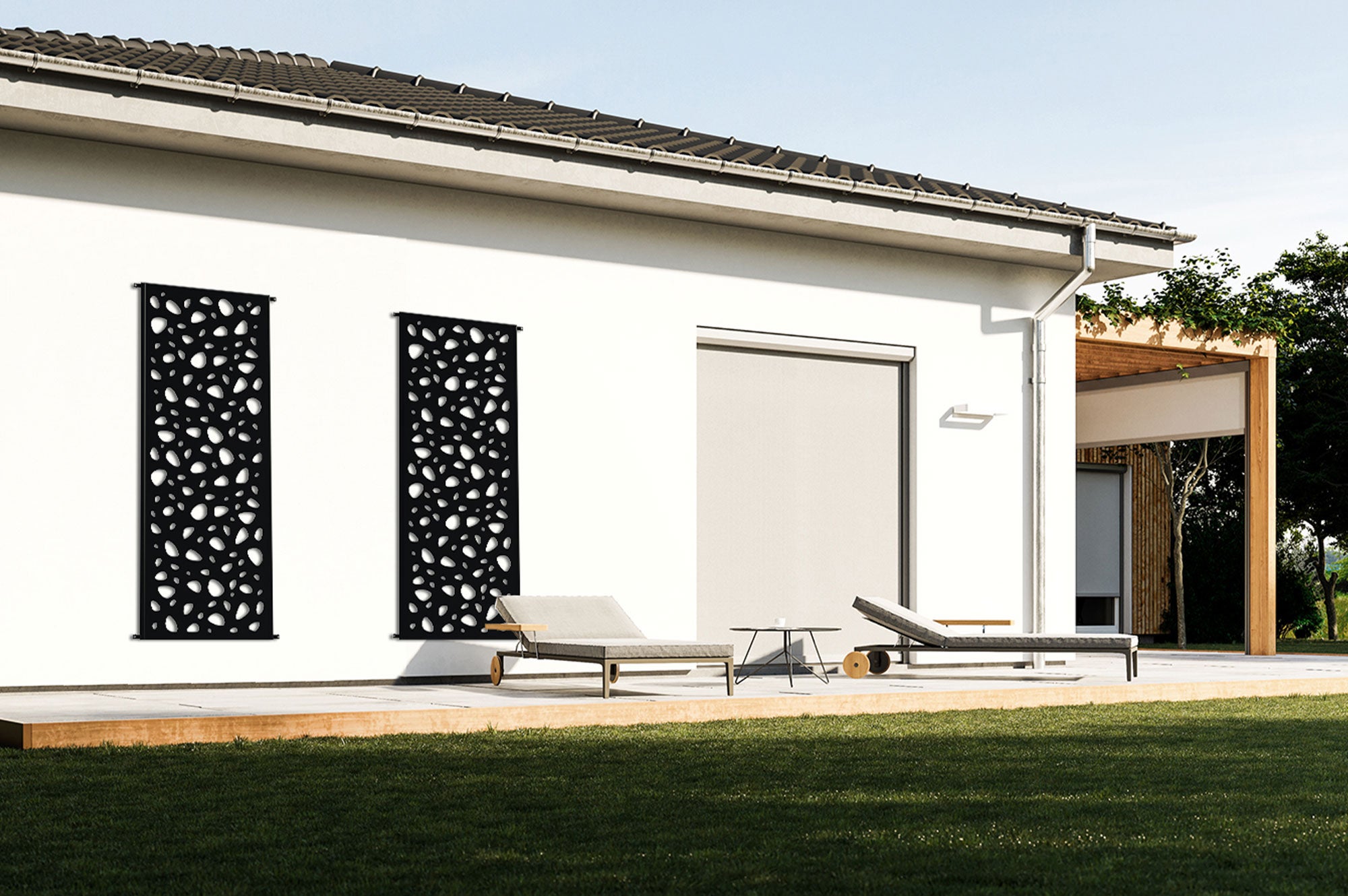 Lot de 3 panneaux décoratifs SUNNY Noir H.160cm motifs intégral - 7
