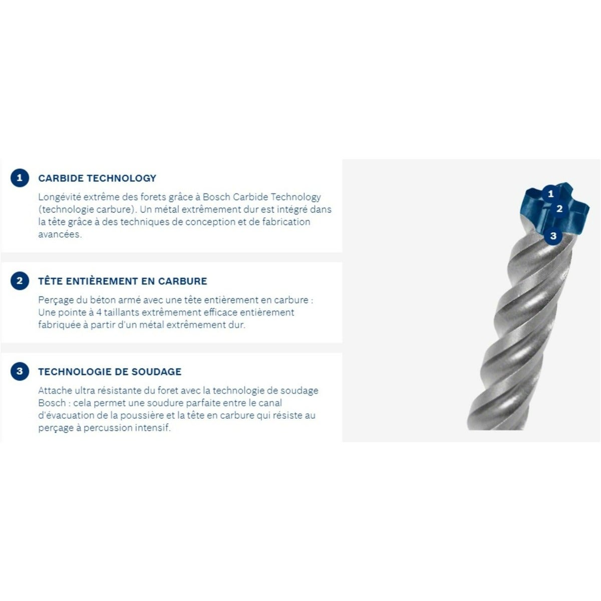 Foret béton 4 taillants sds-plus 7x expert bosch 8x100x165 mm - 2608900088 - 4