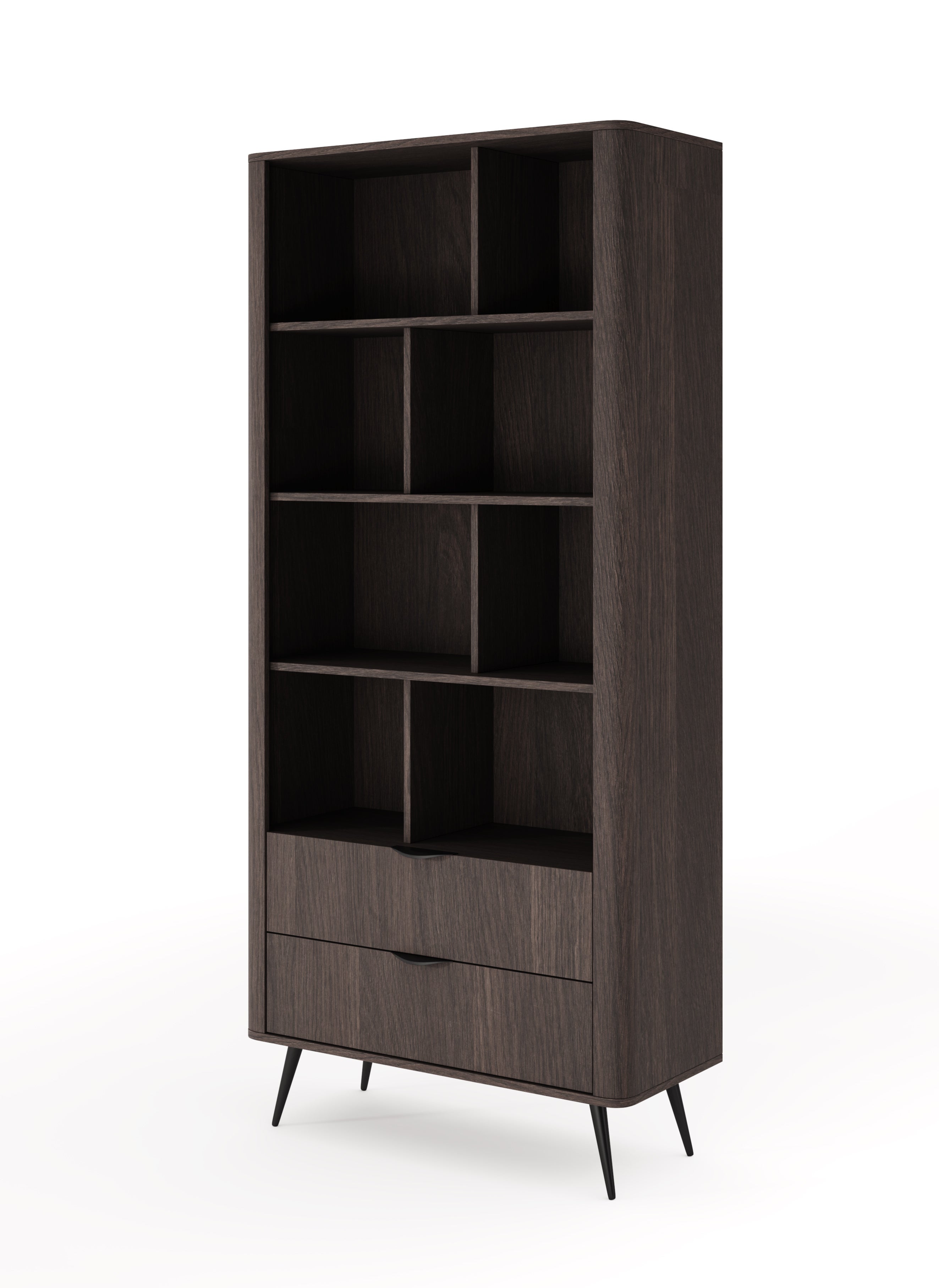 Regał biblioteczny, dąb Dunin w połączeniu z czernią, 88,2 x 193,8 x 38 cm