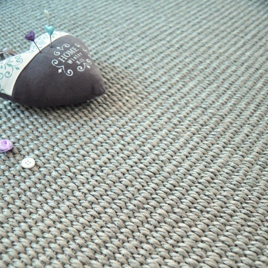 Tapis Sisal Quintana gris - Ganse coton vert de gris - 250 x 350 cm - 5