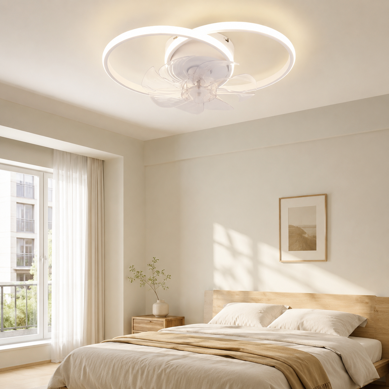 NETTLIFE Lampowentylator LED 36W Cichy, Nowoczesny, 3 Barwy Światła, 6 Prędkości, Pilot, Biały, do Jadalni Biura Pokoju Dziecięcego