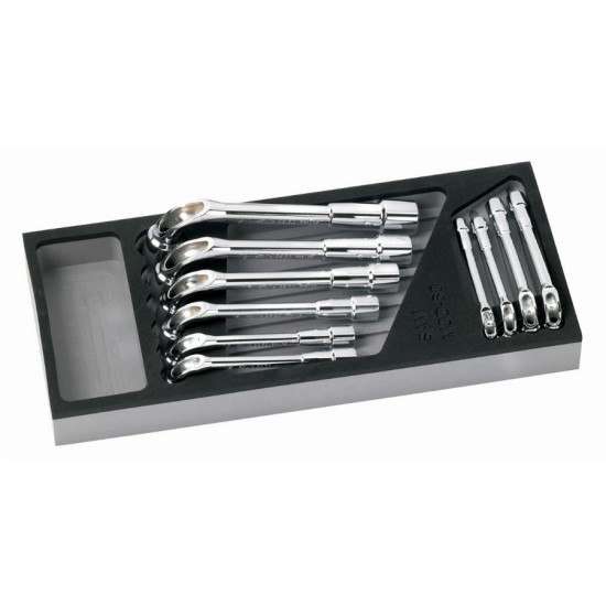 Module mousse 1/3 de 10 clés pipe débouchée polies 6/12 pans SAM - 93SJ10MM