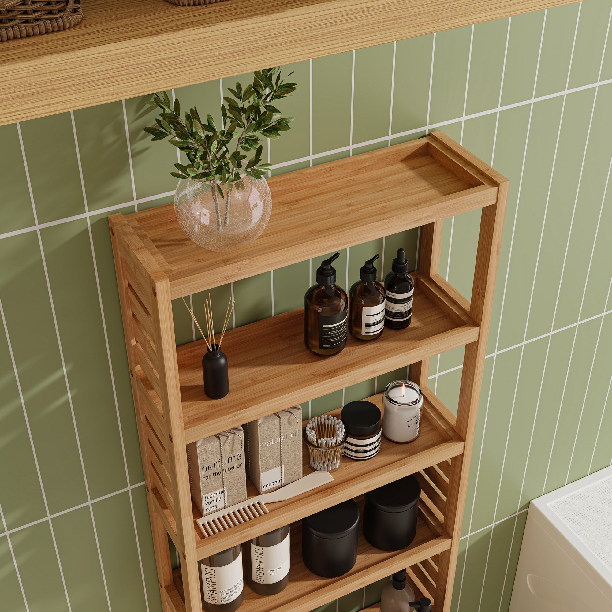 Scaffale in bambù 'Forssa' Mobile da Stoccaggio per Cucina / Bagno [en.casa] - 5