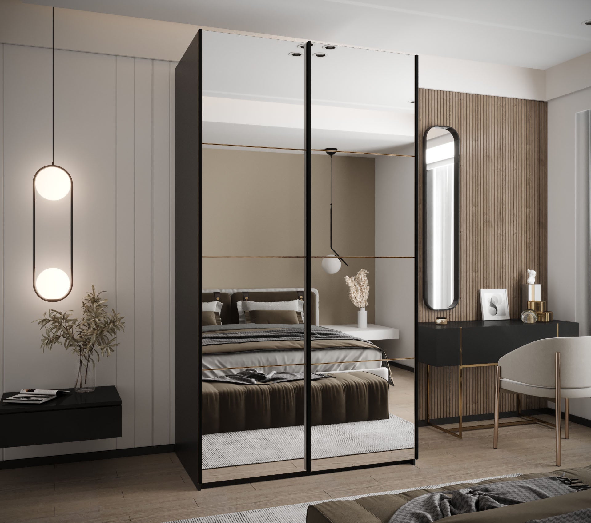 Szafa przesuwna wysoka Lux 2 130 x 64 x 245,5 cm czarny + artisan + u. czarny - Abiks Meble - 2