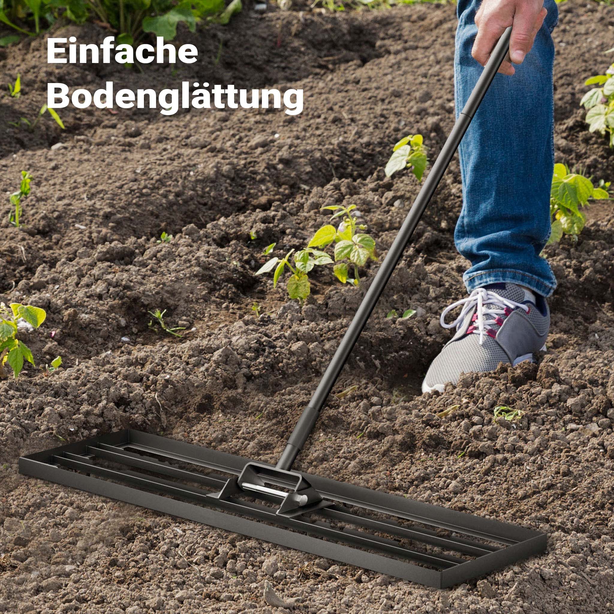 Râteau de nivellement 1219 x 254 x 2050 mm Noir 4,5 kg Acier fin Raclette de gazon Niveleur avec manche 2 m Extensible Racloir Polyvalent… Wiltec - 8