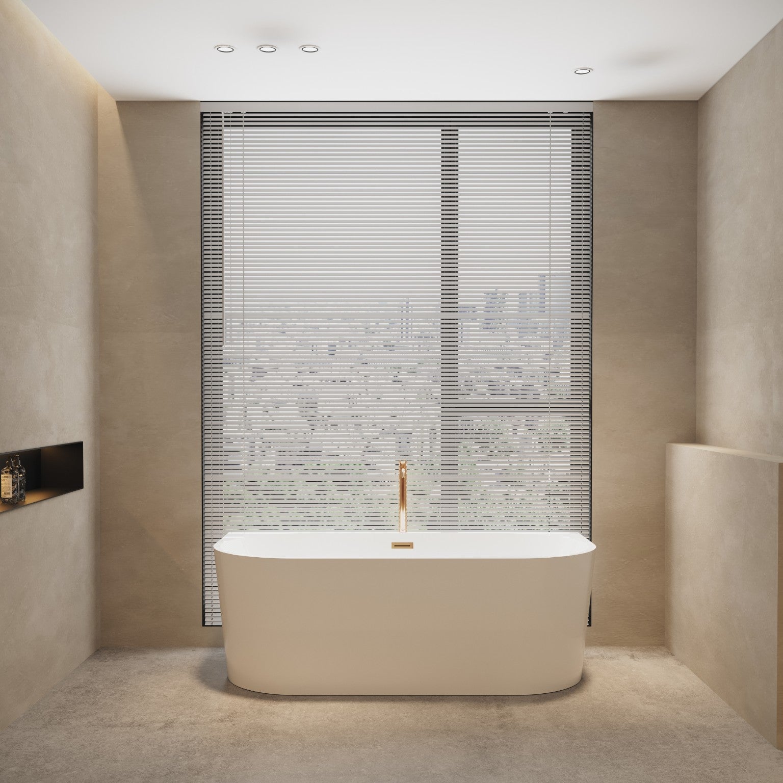 Balneo Baignoire cuivree semi-îlot Murale 160x75cm, accessoires cuivre, Acrylique thermoformé 3.5mm, avec pieds réglables, VIVA - 4